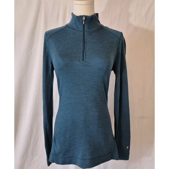 Sold! Smart Wool Womens Dark Blue Classic Thermal Merino Base Layer Top Medium - Picture 2 of 9